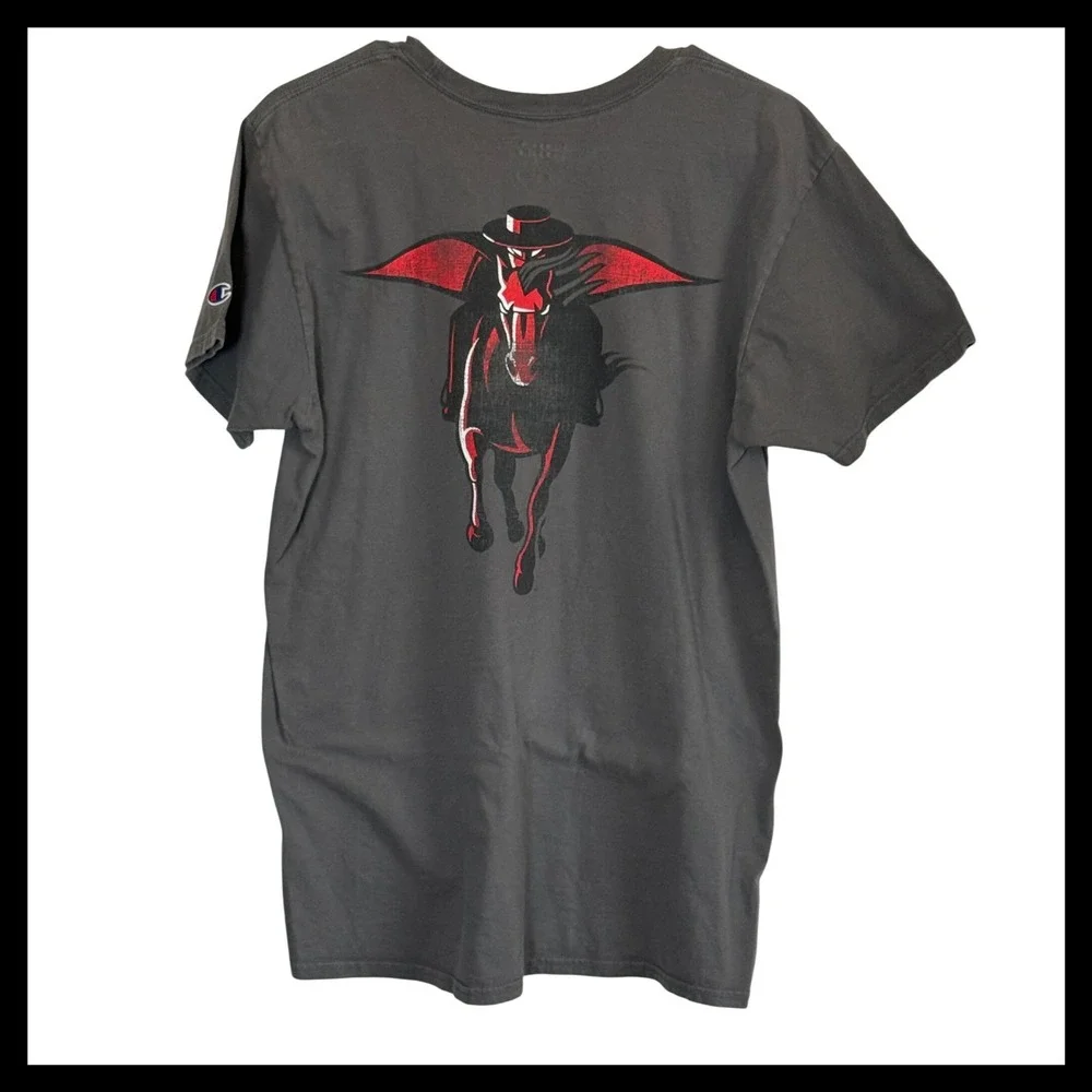 Champion Texas Tech Red Raiders Masked Rider Graphic T-Shirt Mens Large Gray - Picture 3 of 4